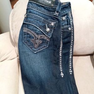 Rock Revival Johanna Skinny Jeans Designed for Buckle Women Size 24 Rhinestone